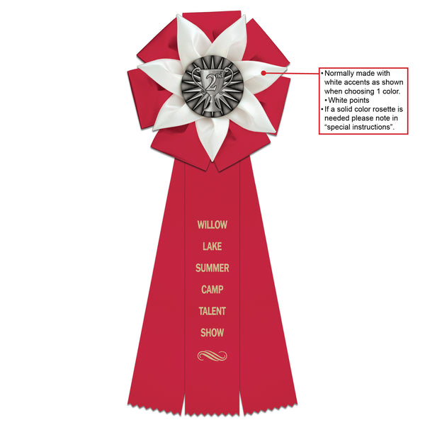 Roseland 3 Rosette Award Ribbon, 5-1/2" Top