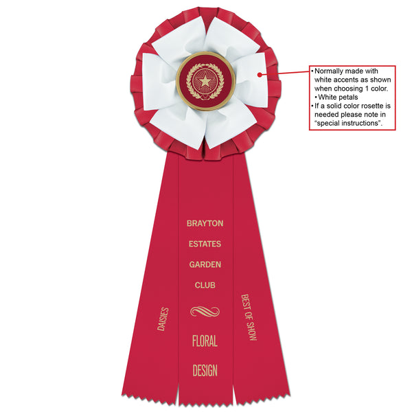 Shetland 3 Rosette Award Ribbon With 3 Streamer Printing, 5-1/2" Top