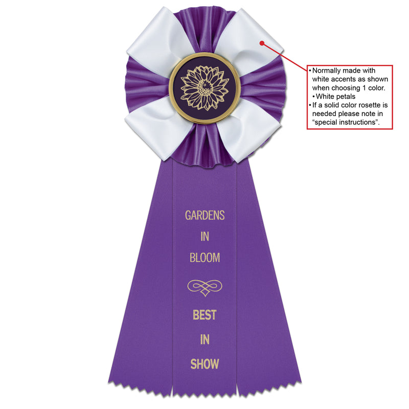 Kendal 3 Rosette Award Ribbon, 4-1/2" Top