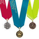 1-1/8" CX Award Medal With Custom Satin Neck Ribbon