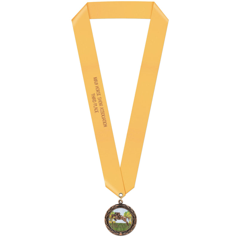 1-3/4" Custom HBXC Color Fill Award Medals With Satin Neck Ribbon
