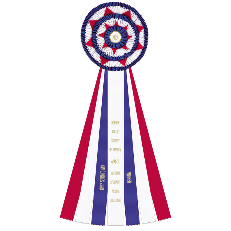 Aldridge 7 Rosette Award Ribbon, 12-1/2" Top