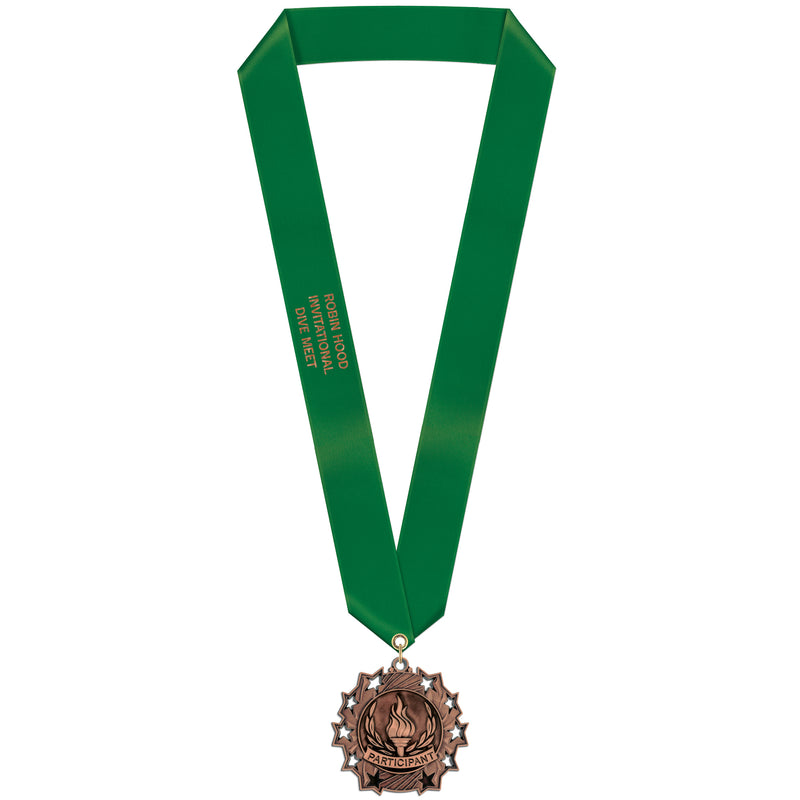 2-1/4" Custom Ten Star Award Medal With Satin Neck Ribbon