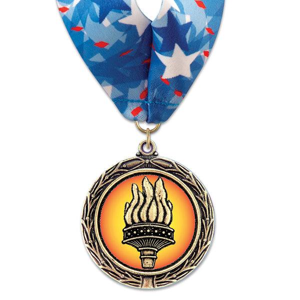 2-1/4" Custom LXC Color Fill Award Medal With Millennium Neck Ribbon