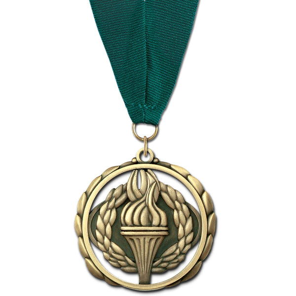2-3/8" Custom ES Award Medal With Grosgrain Neck Ribbon