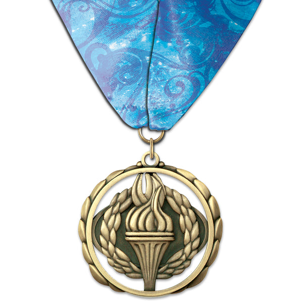 2-3/8" Custom ES Award Medal With Millennium Neck Ribbon