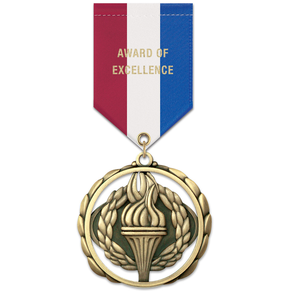 ES Custom Medal With Specialty Satin Drape Ribbon Custom Awards