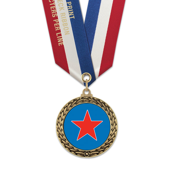 1-3/4" Custom LFL Award Medal With Specialty Satin Neck Ribbon