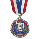 2" or 2-1/2" Stock SS Custom Award Medal With Specialty Satin Neck Ribbon