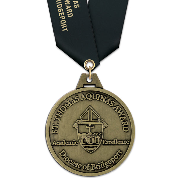 2-1/2" HS Custom Award Medal With Satin Neck Ribbon
