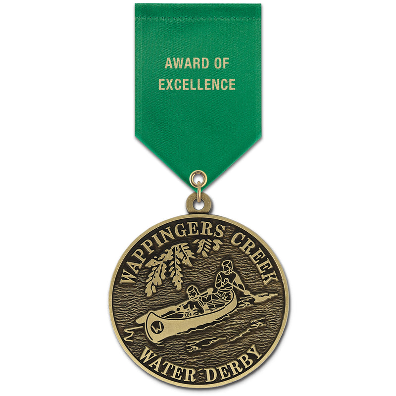 2-1/2" Custom HS Award Medal With Satin Drape Ribbon