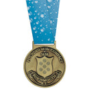 HE 3-1/2" Custom Award Medal With Custom Loop Millennium Neck Ribbon.