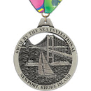 HE 3-1/2" Custom Award Medal With Custom Millennium Neck Ribbon.