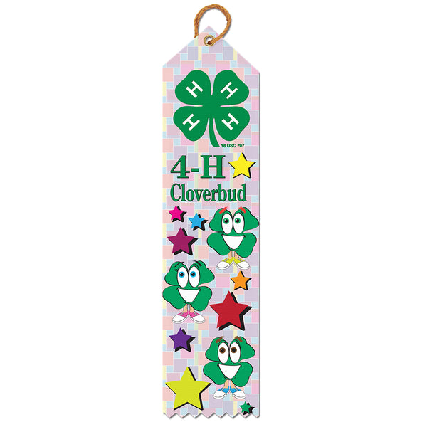 2" X 8" Stock Multicolor Point Top 4-H Clover Bud Award Ribbon
