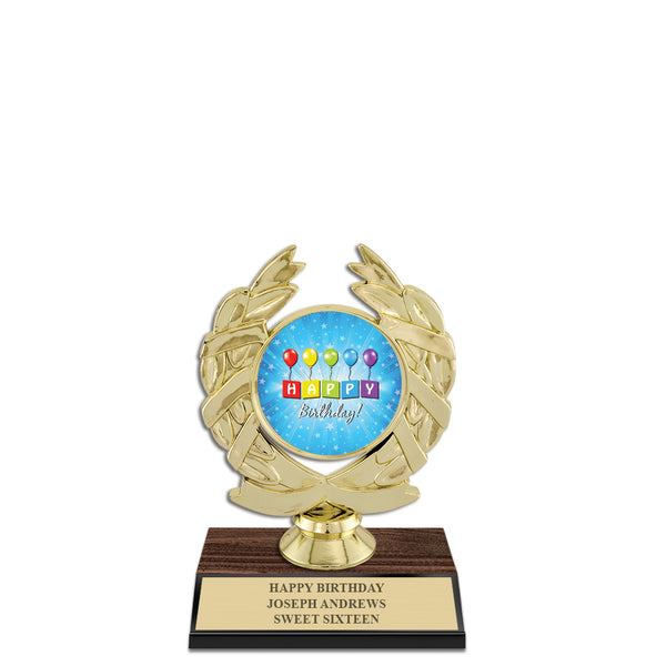5-1/2" Custom Walnut Finished Award Insert Top Trophy