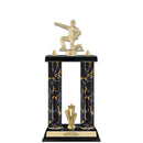15" Black Faux Marble Award Trophy With Trim