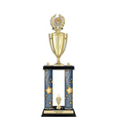 22" Custom 2 Column Black Marble Base Award Trophy With Loving Cup & Insert Trophy
