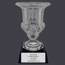 12" Custom Engraved Tulip Optical Crystal Trophy With Attached Base.