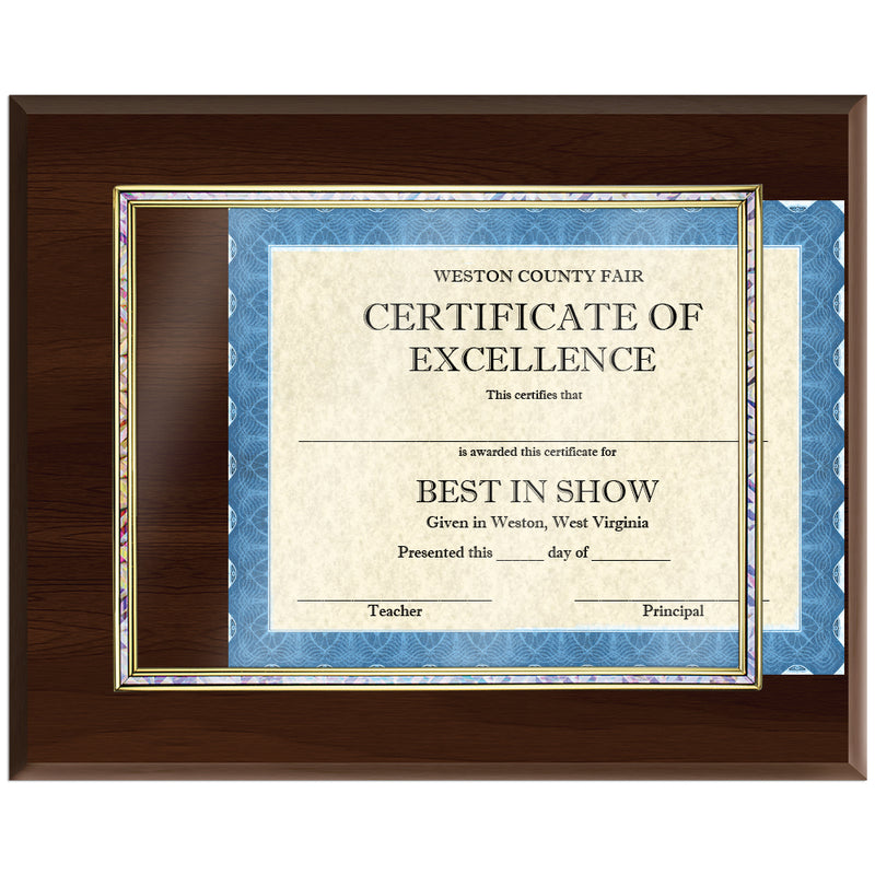 15" X 12" Cherry Certificate Plaque With Holographic Inlay