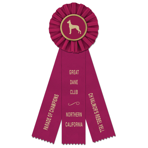 Ideal 3 Rosette Award Ribbon With 3 Streamer Printing, 4" Top