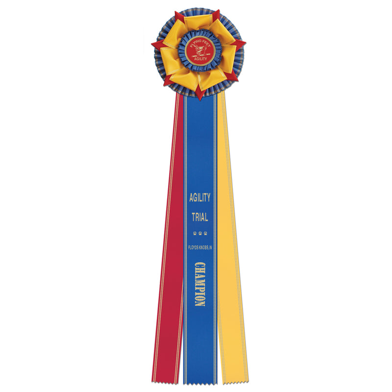 Berkshire 3 Rosette Award Ribbon, 6-1/2" Top