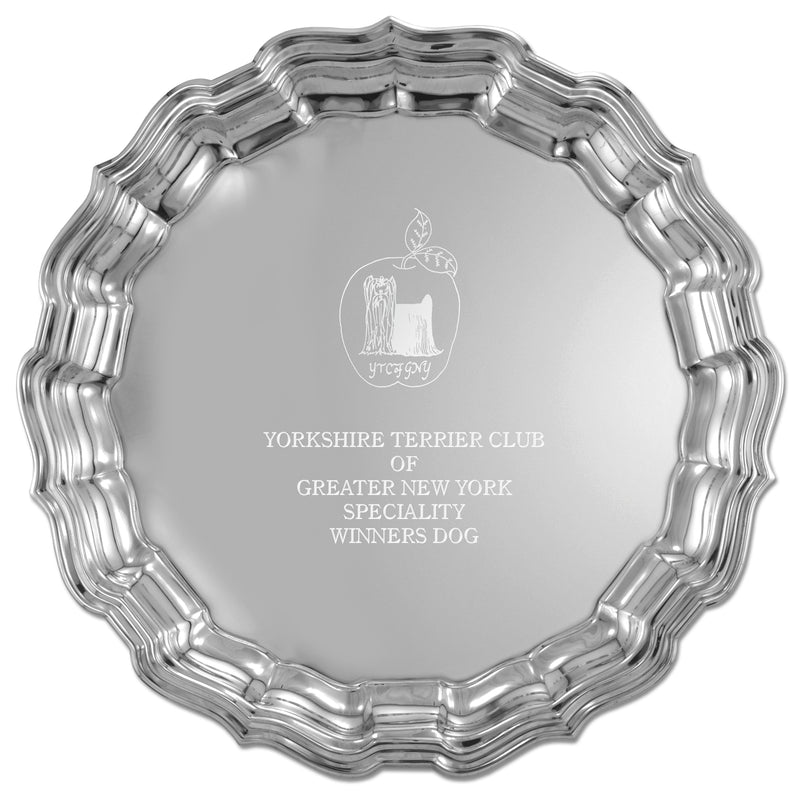 12" Pewter Chippendale Award Tray