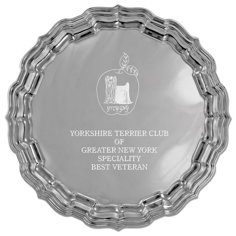 14" Pewter Chippendale Award Tray