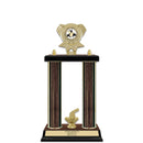 15" Custom Walnut Finished Award Trophy With Trim & Insert Top