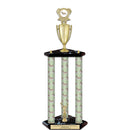 26" Custom 3 Column Black Base Award Trophy With Loving Cup & Insert Top