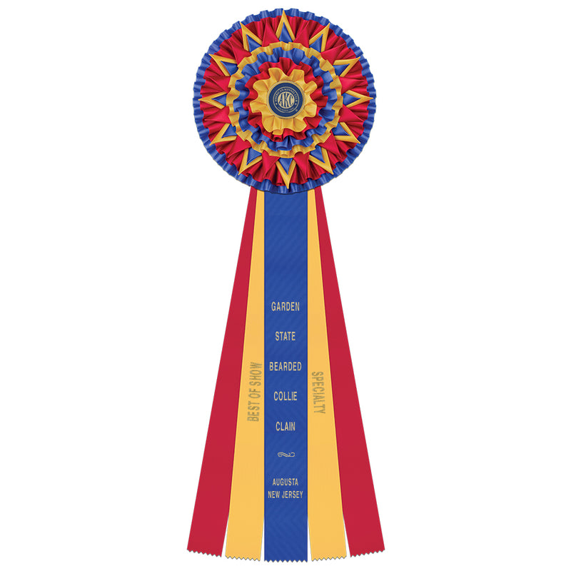 Writtle 5 Rosette Award Ribbon, 10" Top