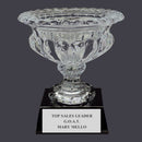 6" Custom Engraved Elmwood Optical Crystal Trophy With Attached Base.