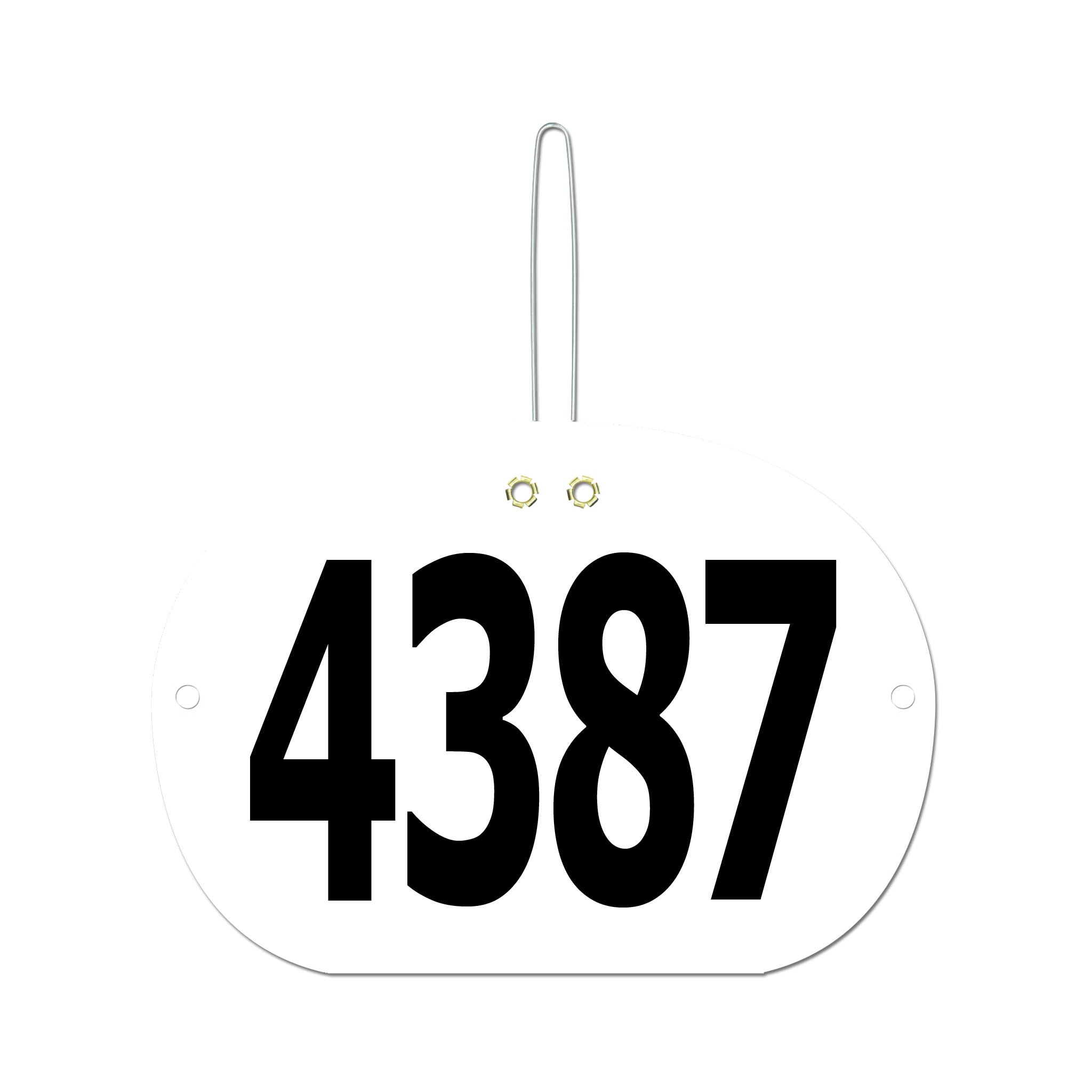 Large Oval Exhibitor Number With Hook 1501+ Hodges Badge Co.