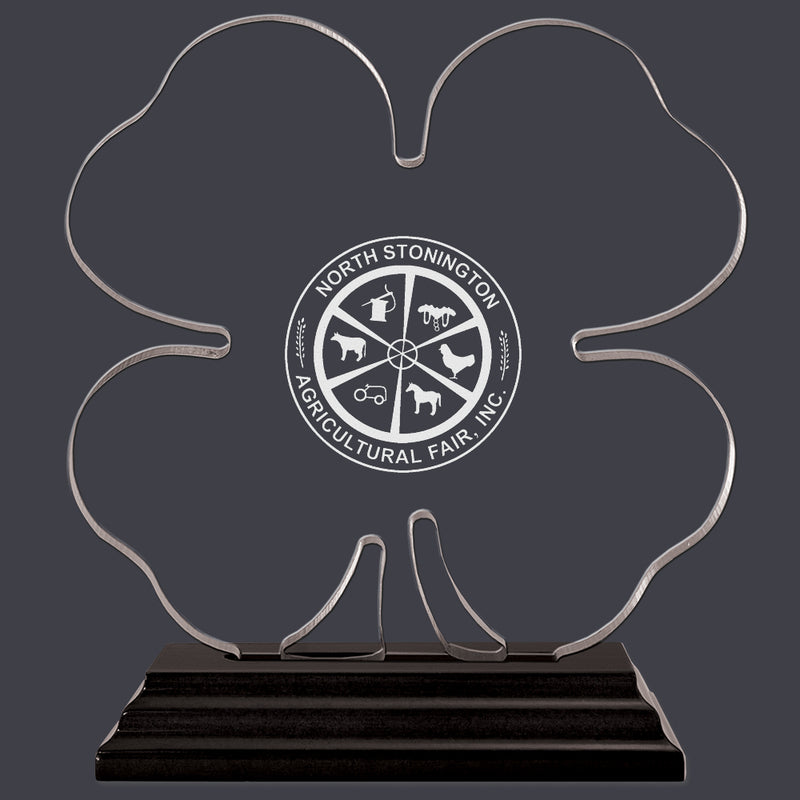 Engraved Clover Shaped Acrylic Award Trophy w/ Black Base