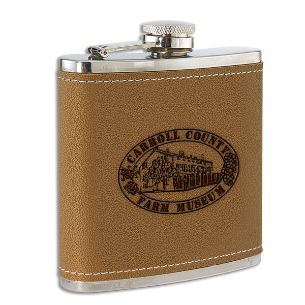 6 oz. Leather Stainless Steel Award Flask