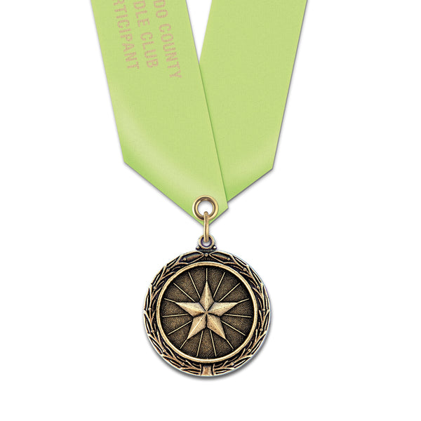 1-1/2" Custom MX Award Medal With Satin Neck Ribbon