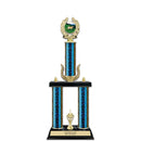 20" Custom 3 Column Award Trophy With Wreath & Insert Top
