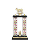 15" Custom 2 Column Trophy with Trim and Black Marble Base