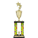 22" Custom 2 Column Black Marble Base Award Trophy With Loving Cup & Trim