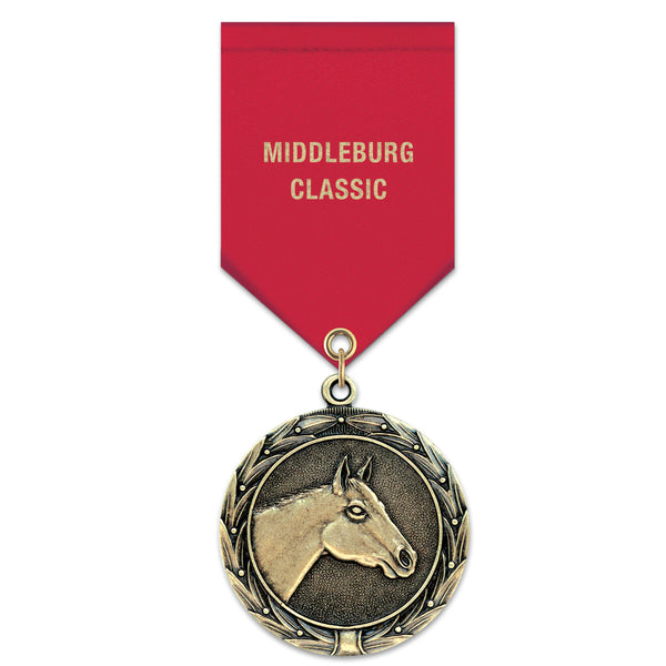 1-3/4" Custom HBX Award Medal With Satin Drape Ribbon