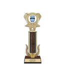 12" Custom Walnut Finished Award Trophy w/Wreath & Insert Top
