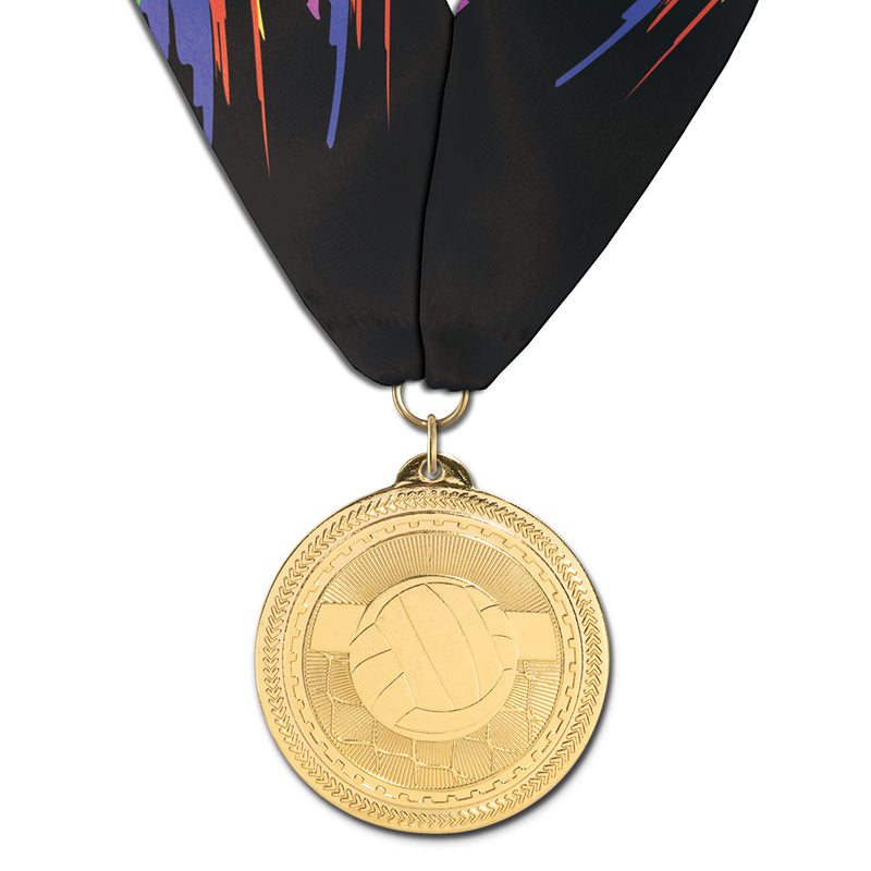 2" Custom BL Award Medal With Millennium Neck Ribbon