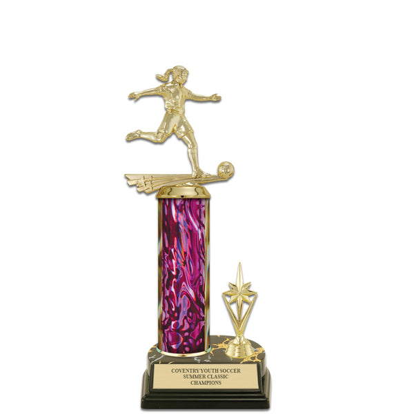 12" Custom Black Base Award Trophy With Trim