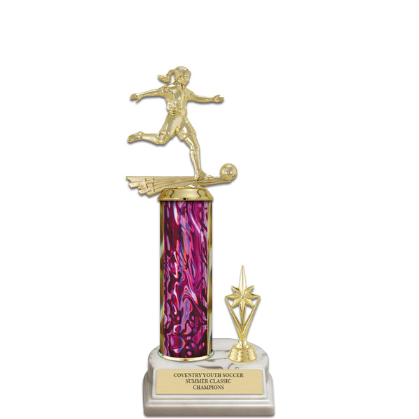 12" White Base Award Trophy With Trim