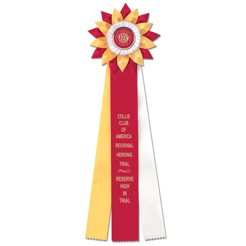Sunburst 3 Rosette Award Ribbon, 6-1/2" Top