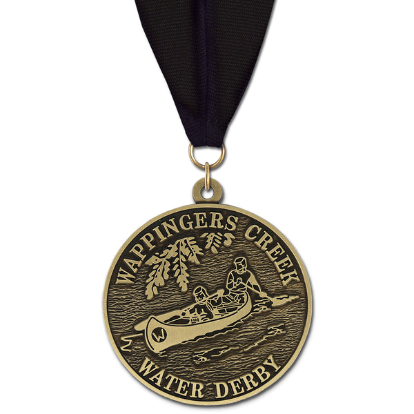 2-1/2" HS Custom Award Medal With Grosgrain Neck Ribbon