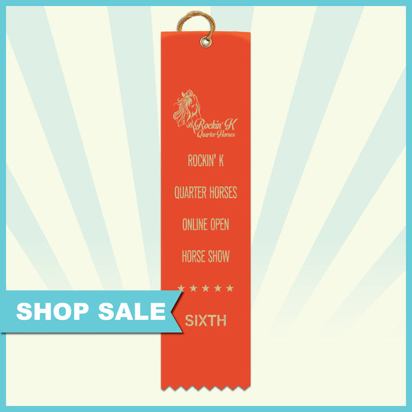 2" x 8" Custom Square Top Award Ribbon  - 15% OFF + FREE NEW CUSTOM LOGO/DESIGN - SALE