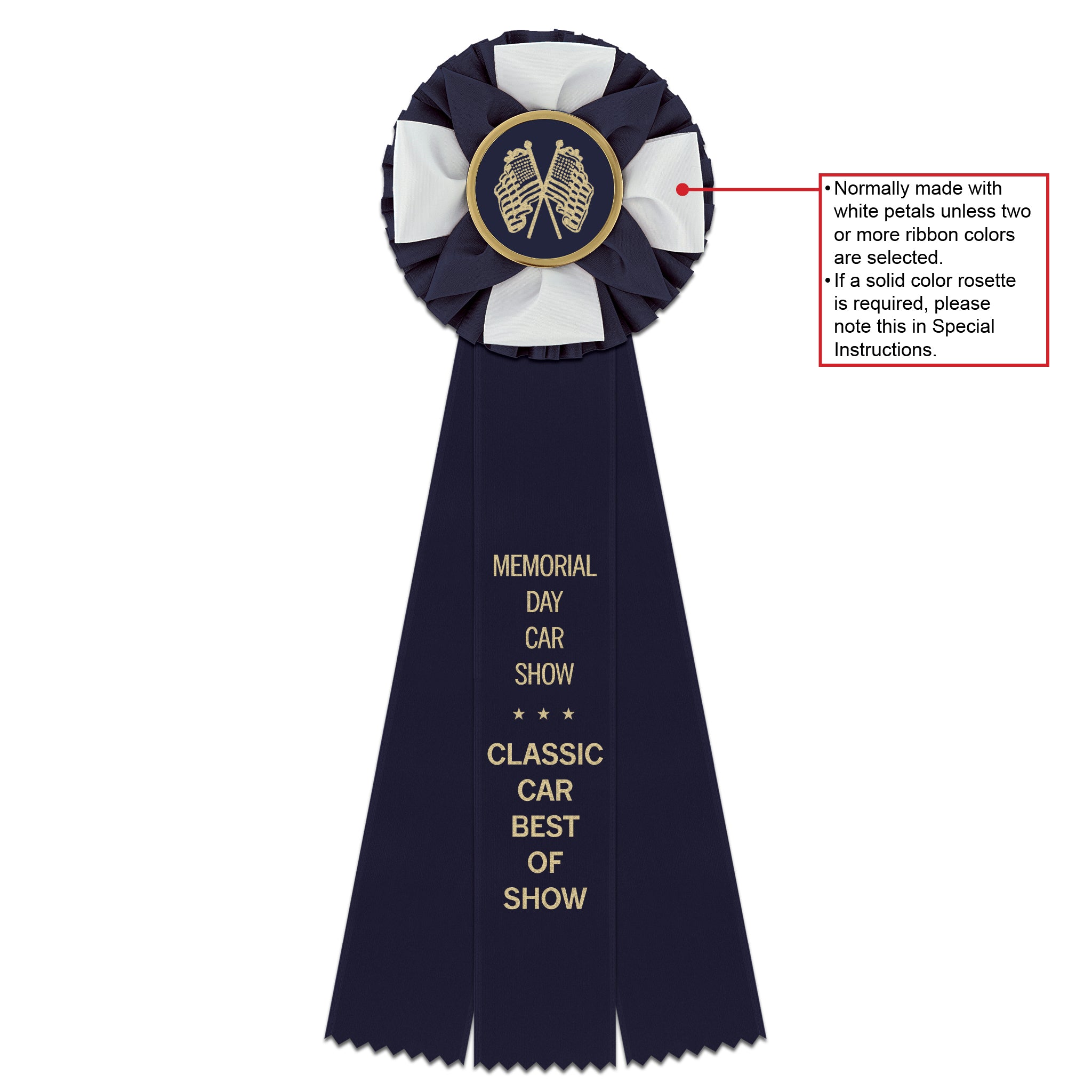 Iverson 3 Rosette Award Ribbon, 4-1/2