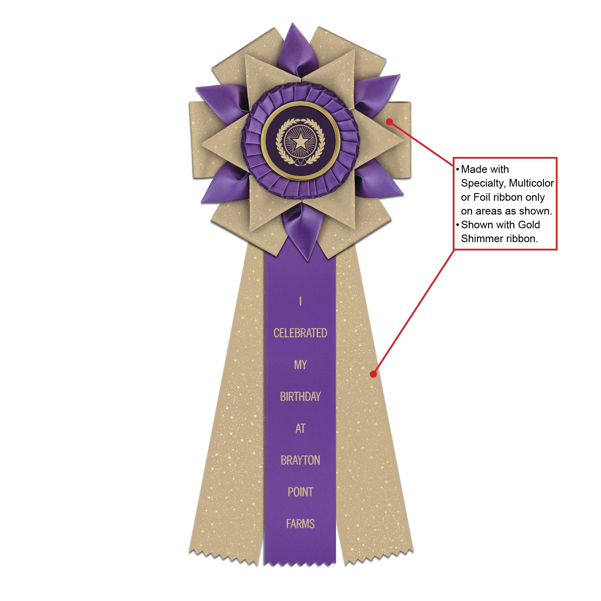 Deluxe Bath 3 Rosette Award Ribbon, 6