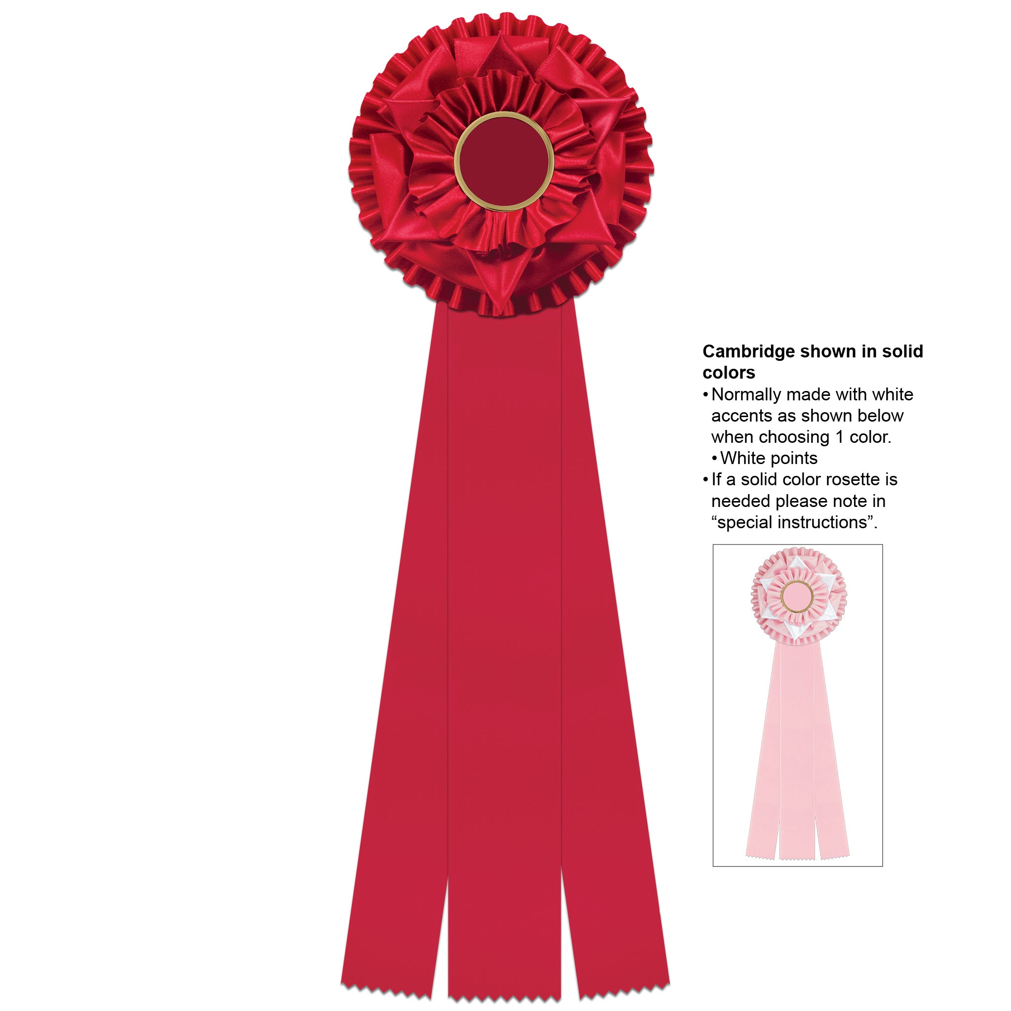 Cambridge 3 Rosette Award Ribbon, 6-1/2