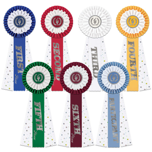 Stock Single Victory Torch Kerry Rosette Award Ribbon